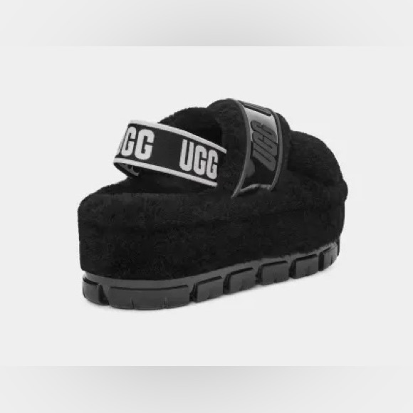 NWT UGG Women’s Fuzzita Clear Black Shearling Sandal Size 7 - Picture 5 of 12